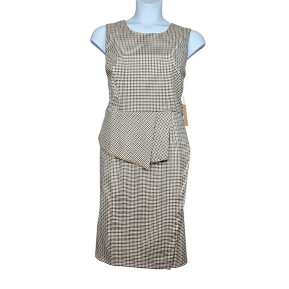 Halogen Womens Sleeveless Plaid Asymmetric Peplum Sheath Dress Size XL NWT